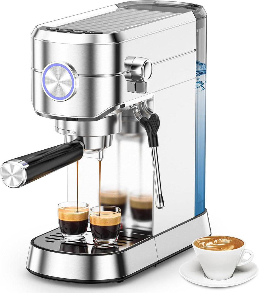 20 Bar Espresso Machine, Professional Espresso Maker with Milk Frother Steam Wand - Kismile