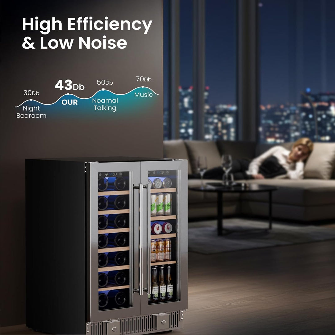 24 Inch Dual Zone Wine Fridges Cooler Beverage Refrigerator W51115 - Kismile