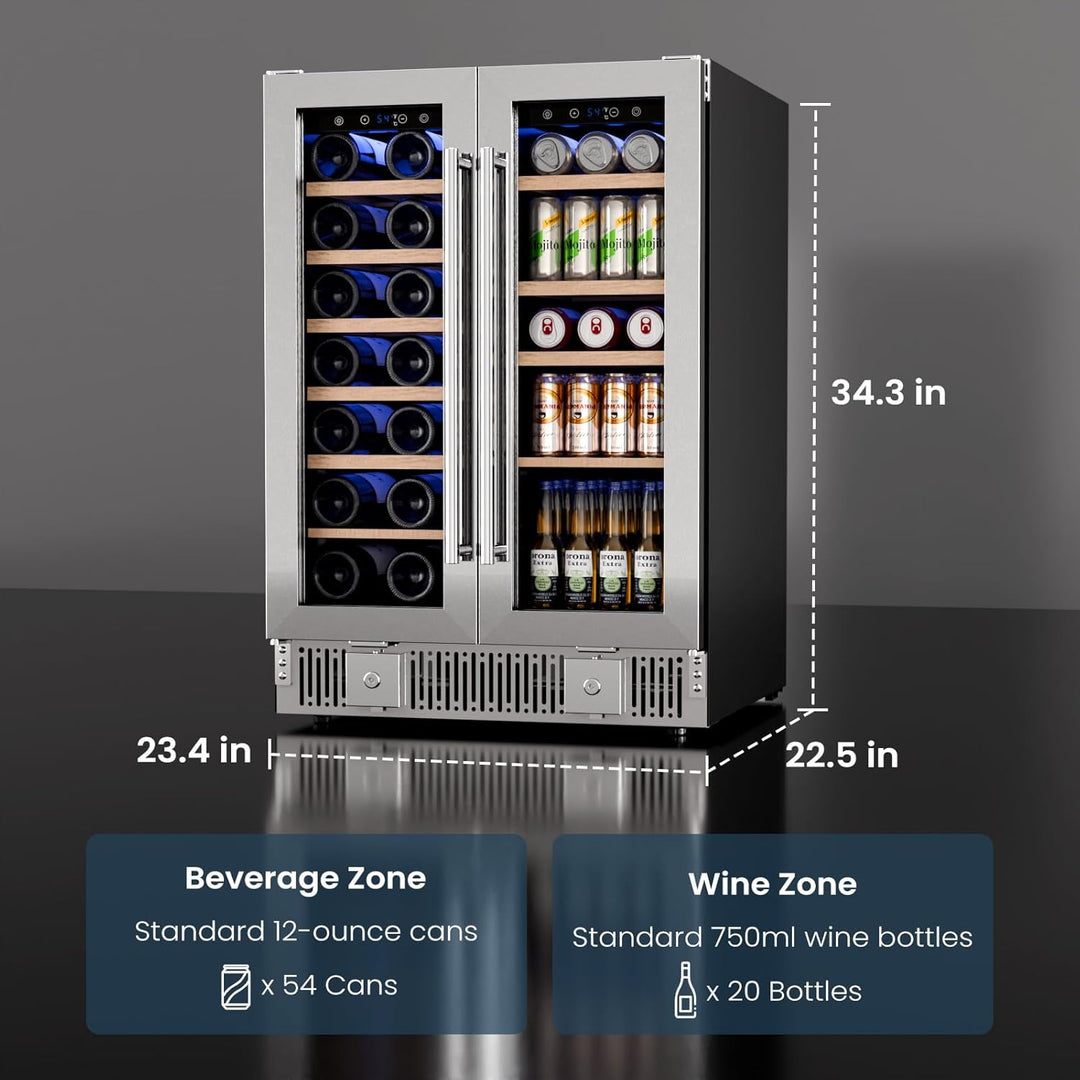 24 Inch Dual Zone Wine Fridges Cooler Beverage Refrigerator W51115 - Kismile