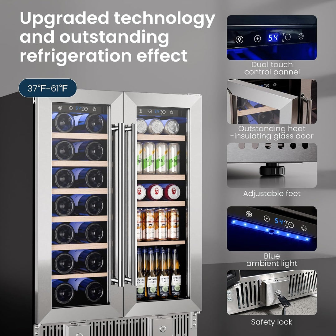 24 Inch Dual Zone Wine Fridges Cooler Beverage Refrigerator W51115 - Kismile