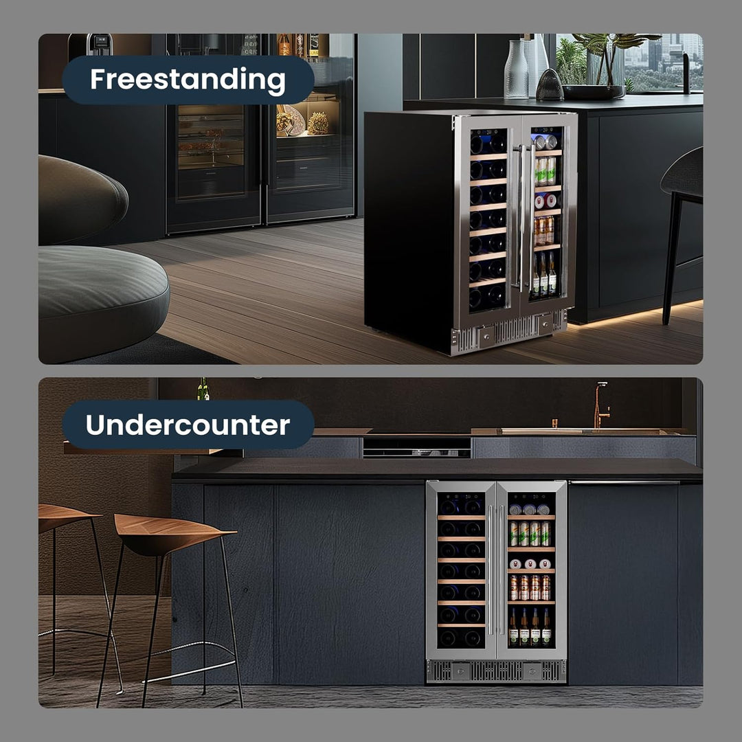 24 Inch Dual Zone Wine Fridges Cooler Beverage Refrigerator W51115 - Kismile