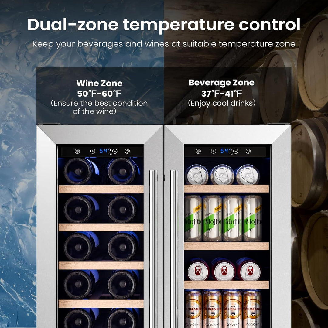 24 Inch Dual Zone Wine Fridges Cooler Beverage Refrigerator W51115 - Kismile