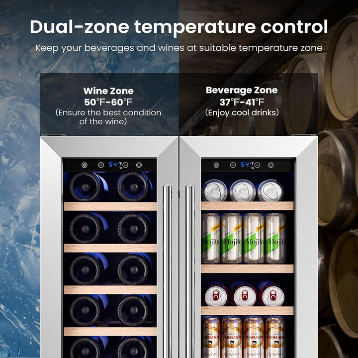 24 Inch Dual Zone Wine Fridges Cooler Beverage Refrigerator W51115 - Kismile