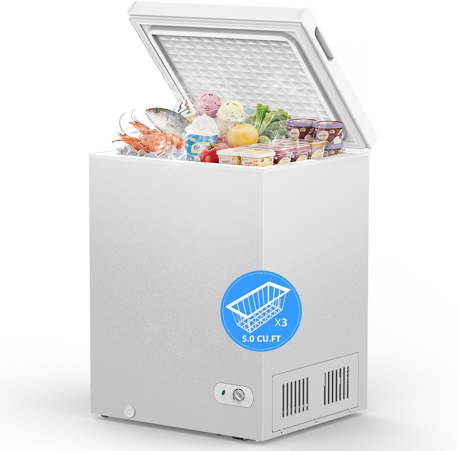 5.0 Cu.Ft Deep Freezer with 3 Basket 58150RHF0-WHITE - Kismile