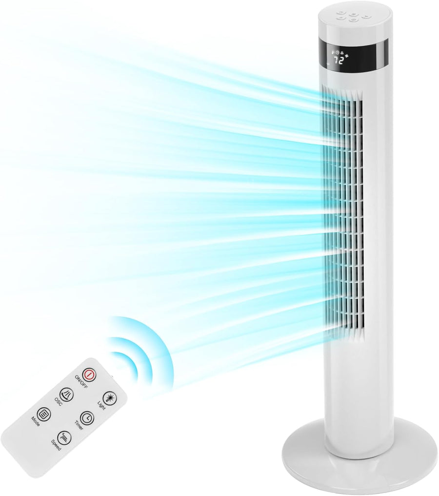 85° Oscillating Bladeless Tower Fan with 24ft/s Velocity - Kismile