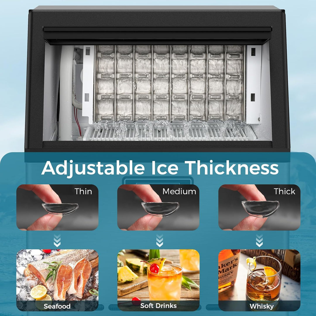 Commercial Ice Maker Machine,100lbs/24H Moon - Shaped Ice Machine with 28 Lbs Storage Capacity - Kismile