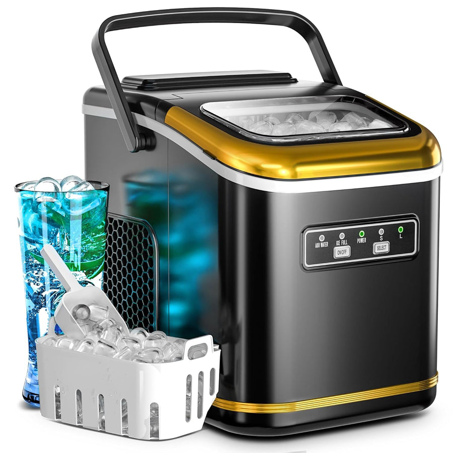 Countertop Ice Maker 9 Bullet Ice Cubes in 6 Mins, Z5812K-BLACK - Kismile