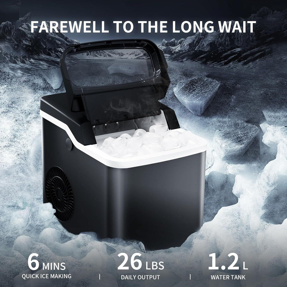 Ice Makers Countertop,26.5Lbs/24H,Self - Cleaning Portable Ice Maker Machine with HandleZ4701 - Kismile