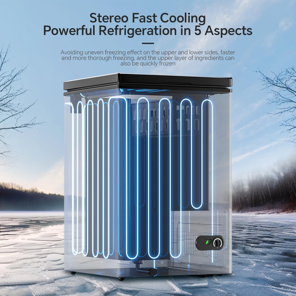 Kismile 3.5 Cubic Feet Chest Freezer with Removable Basket Free Standing Top Open Door Compact Freezer with Adjustable Temperature for Home/Kitchen/Office/Bar (3.5 Cubic Feet, White) - Kismile