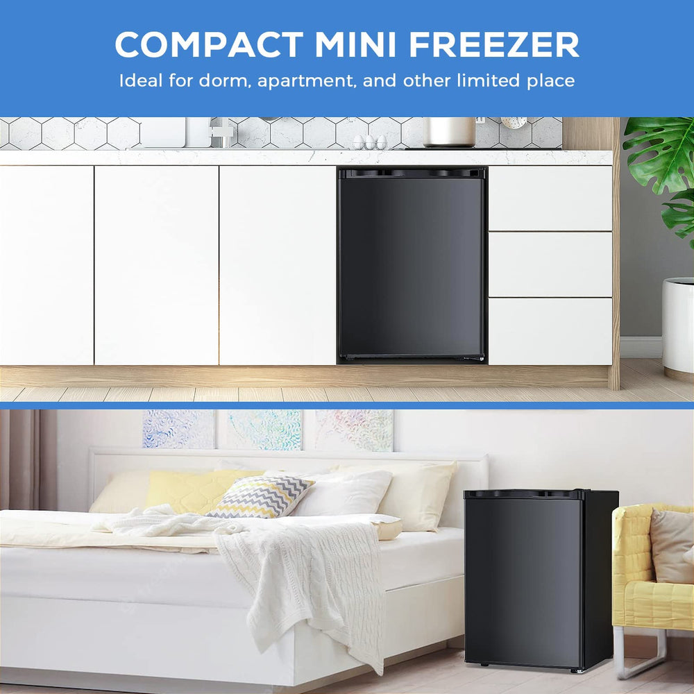 Kismile Upright Freezer,3.0 Cu.ft Mini Freezer with Reversible Single Door,Removable Shelves,Small Freezer with Adjustable Thermostat for Home/Dorms/Apartment/Office (Black) - Kismile