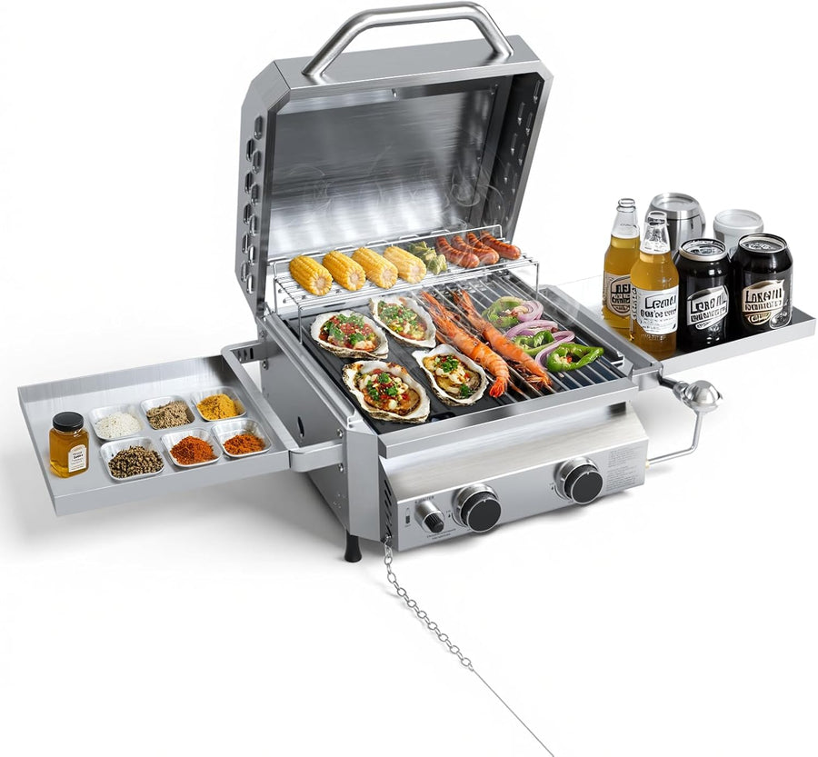 Stainless Steel Portable Tabletop Gas Grill 01120GDB0 - Kismile