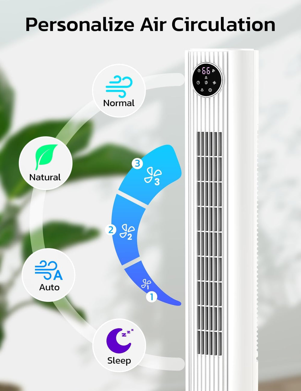 Tower Fan for Bedroom, 90° Oscillating Fan with 12H Timer, 37”Standing Fans with Remote, Bladeless Fan with 4 Modes & 3 Speeds - Kismile