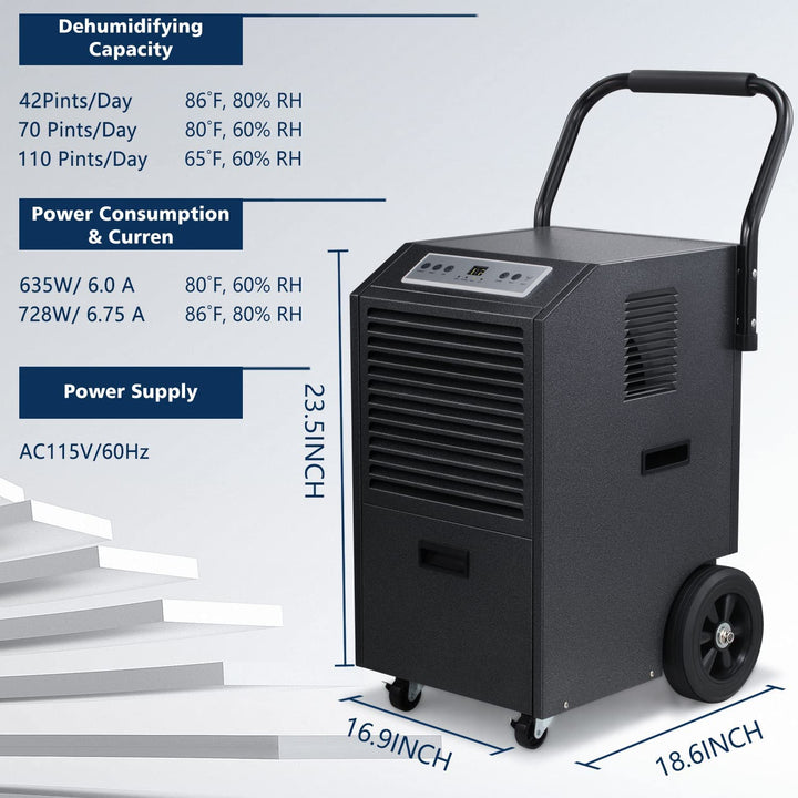 110 Pints Commercial Dehumidifier D4250E - Kismile