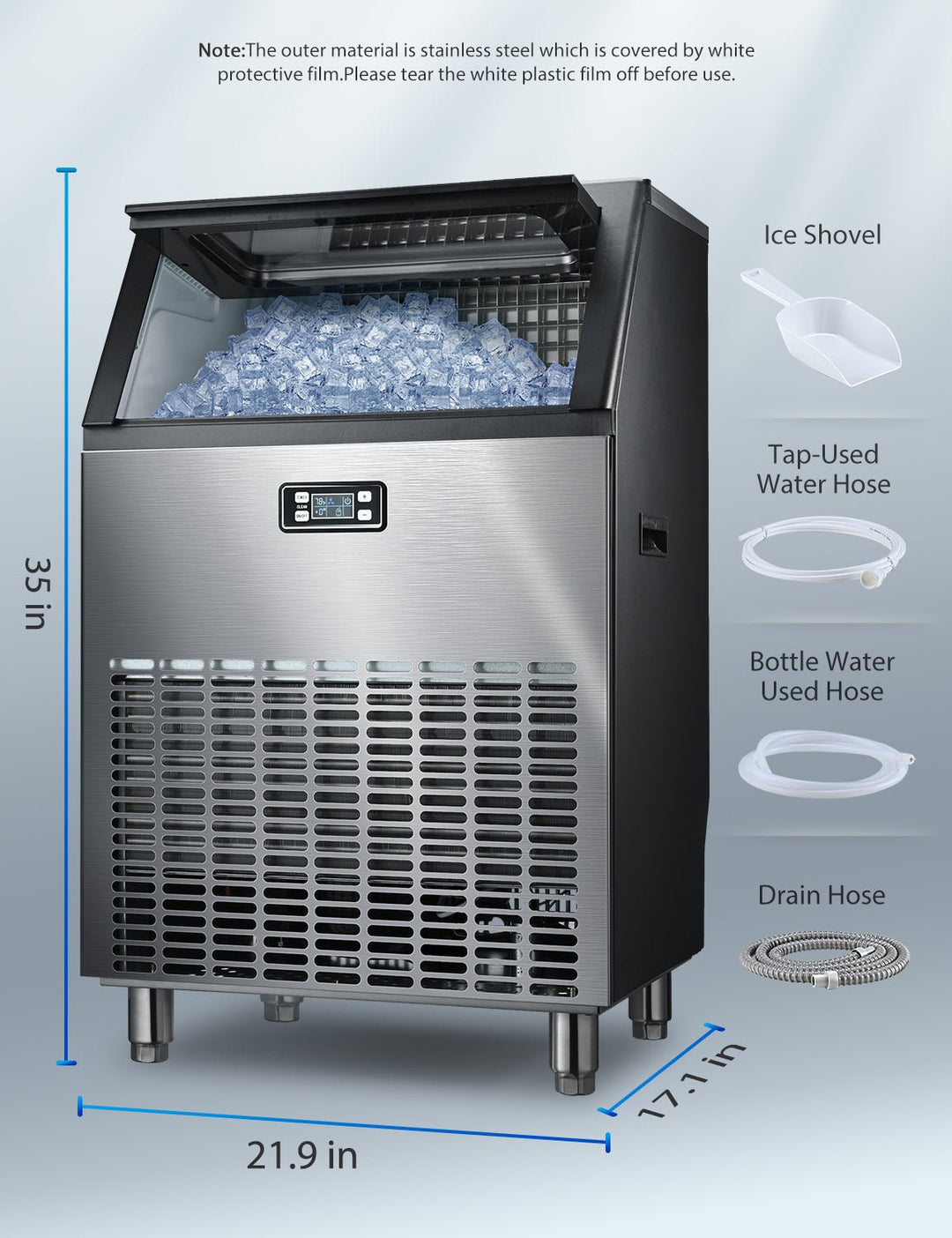 200LBS Freestanding Commercial Ice Maker - Kismile