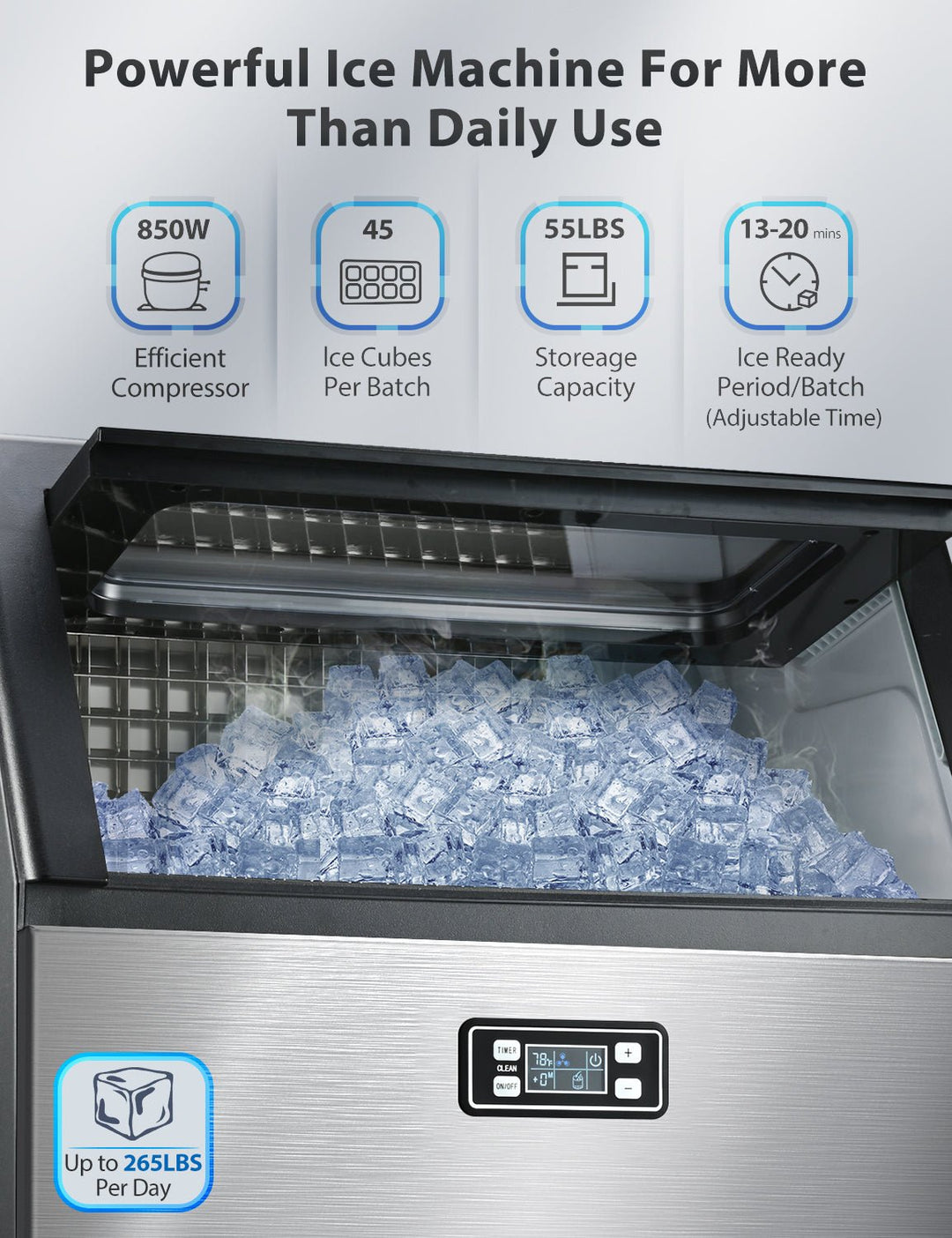 200LBS Freestanding Commercial Ice Maker - Kismile