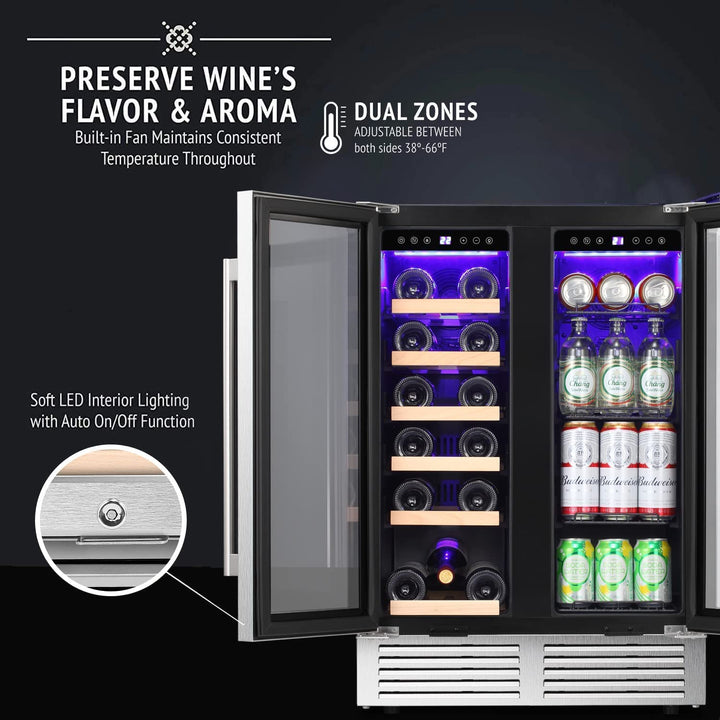 24 Inch Dual Zone Beverage Refrigerator - Kismile