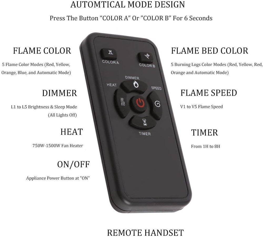 39 Inch Electric Fireplace Insert Adjuatble Flame Colors - Kismile