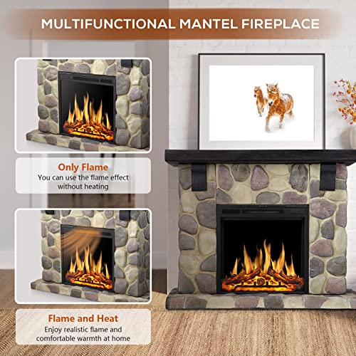 50 Inch Electric Fireplace Stone Mantel Package - Kismile