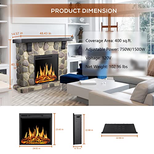50 Inch Electric Fireplace Stone Mantel Package - Kismile
