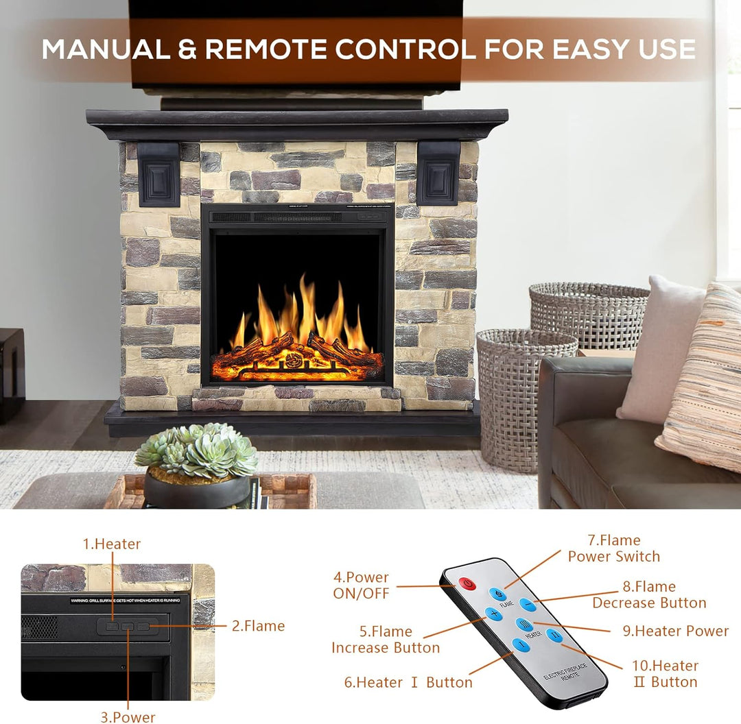 50 Inch Electric Fireplace Stone Mantel Package - Kismile