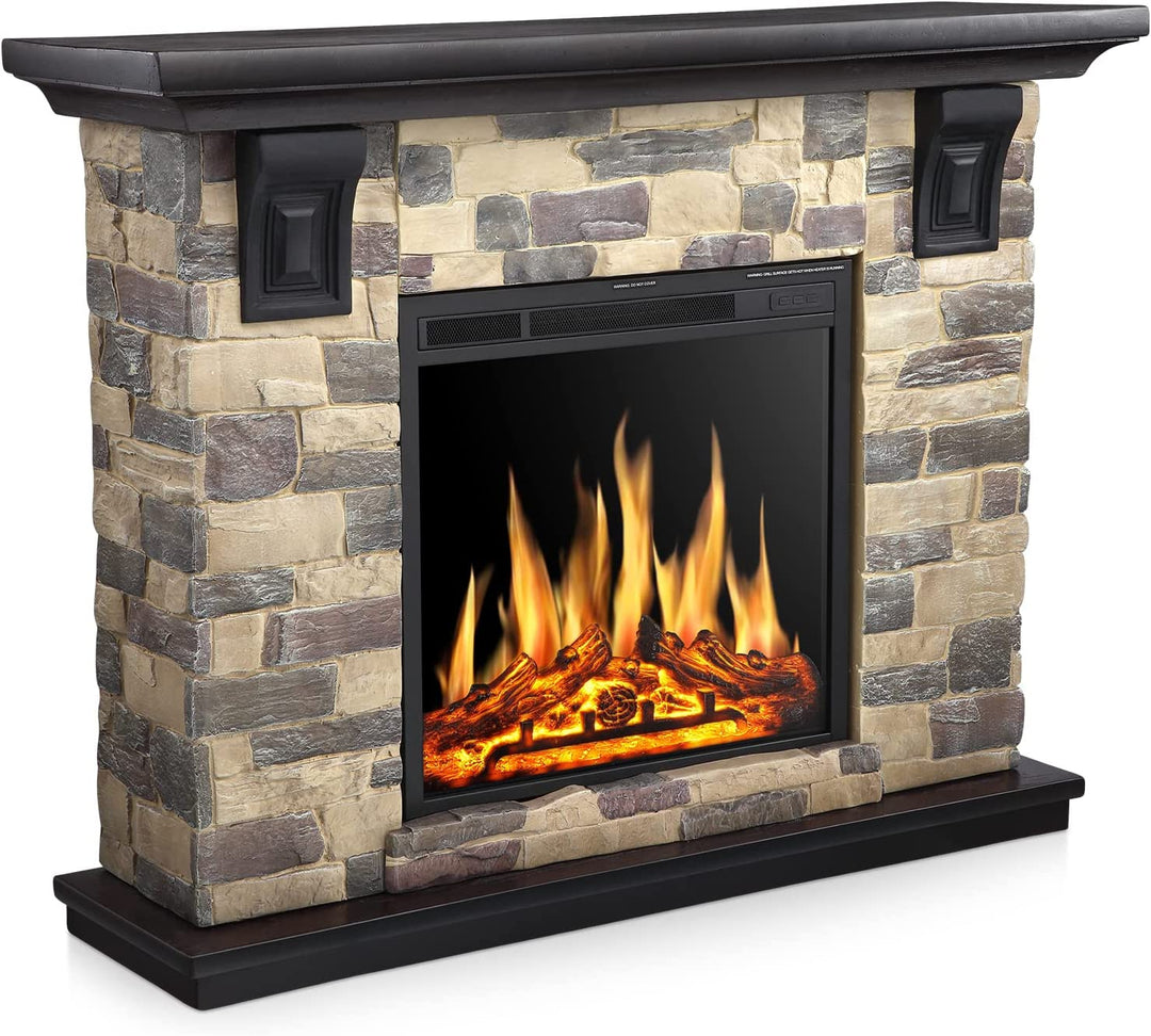 50 Inch Electric Fireplace Stone Mantel Package - Kismile
