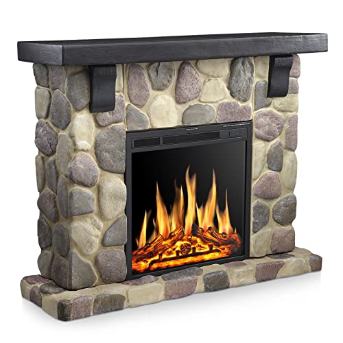 50 Inch Electric Fireplace Stone Mantel Package - Kismile