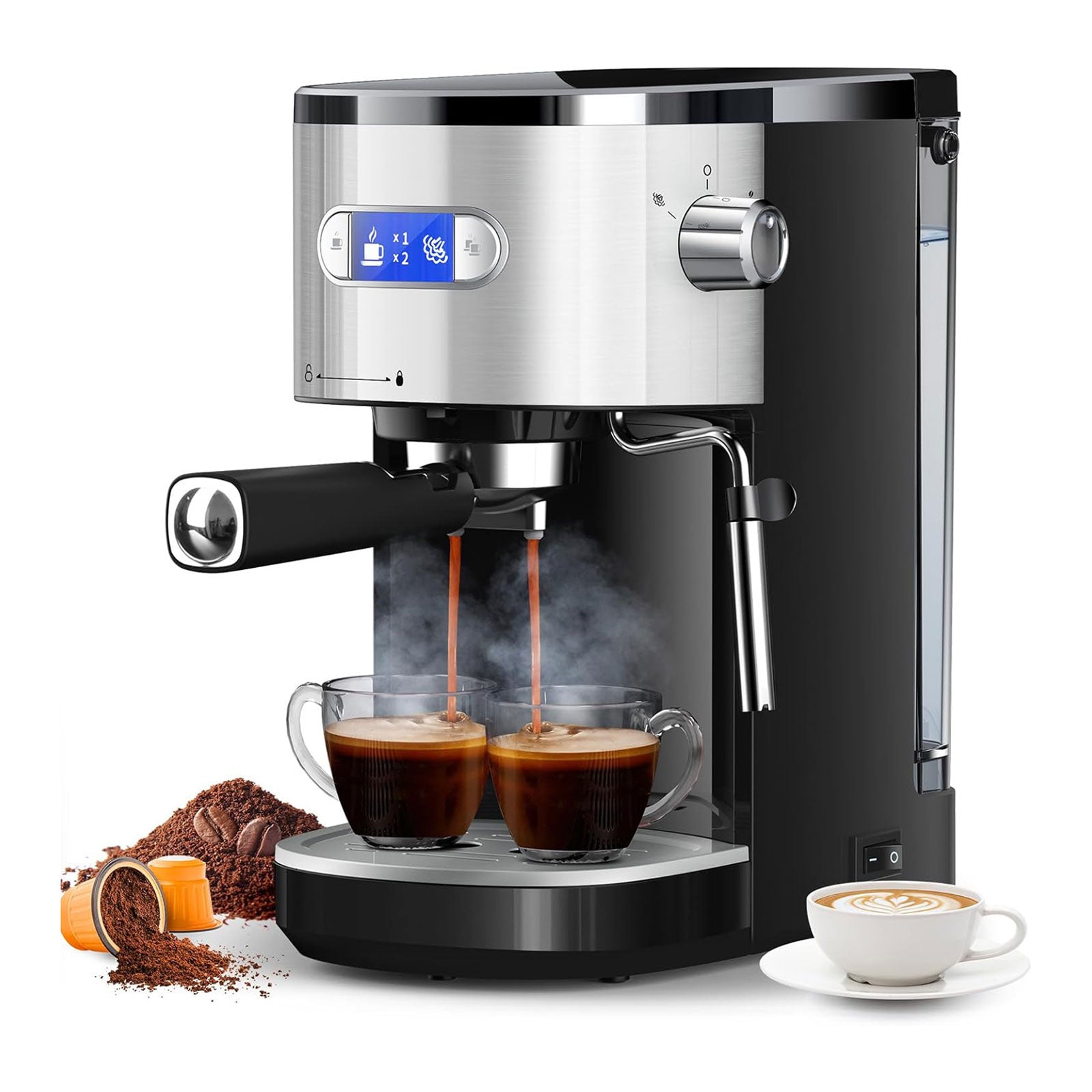 Manual Espresso Machine, 15 Bar Pump Pressure + Milk Frother Steam Wand -  Yahoo Shopping