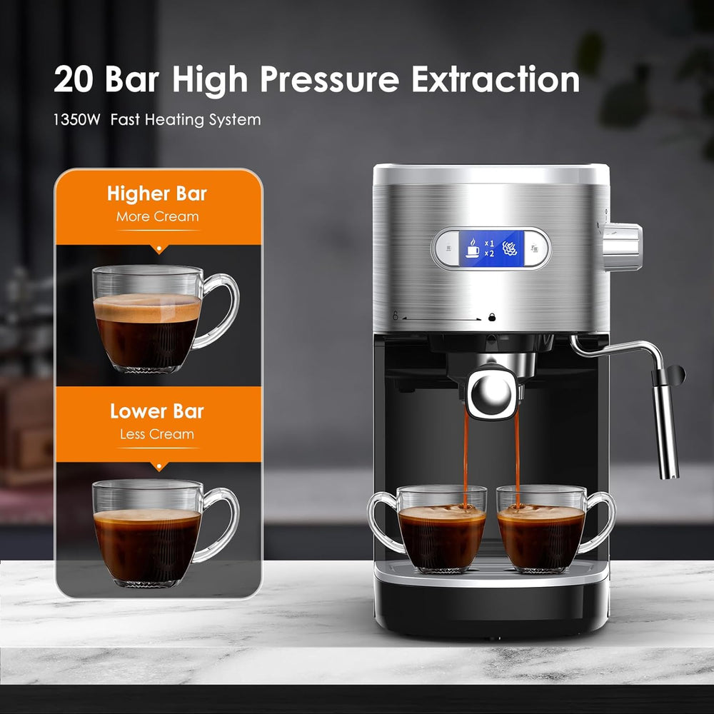 Espresso Machines 20 Bar Fast Heating Automatic Cappuccino Coffee Maker with Foaming Milk Frother Wand CM8054 - Kismile