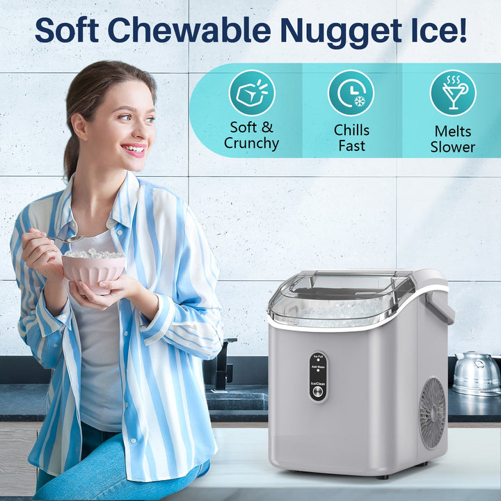 Nugget Pebble Ice Maker Countertop HZB-15N - Kismile