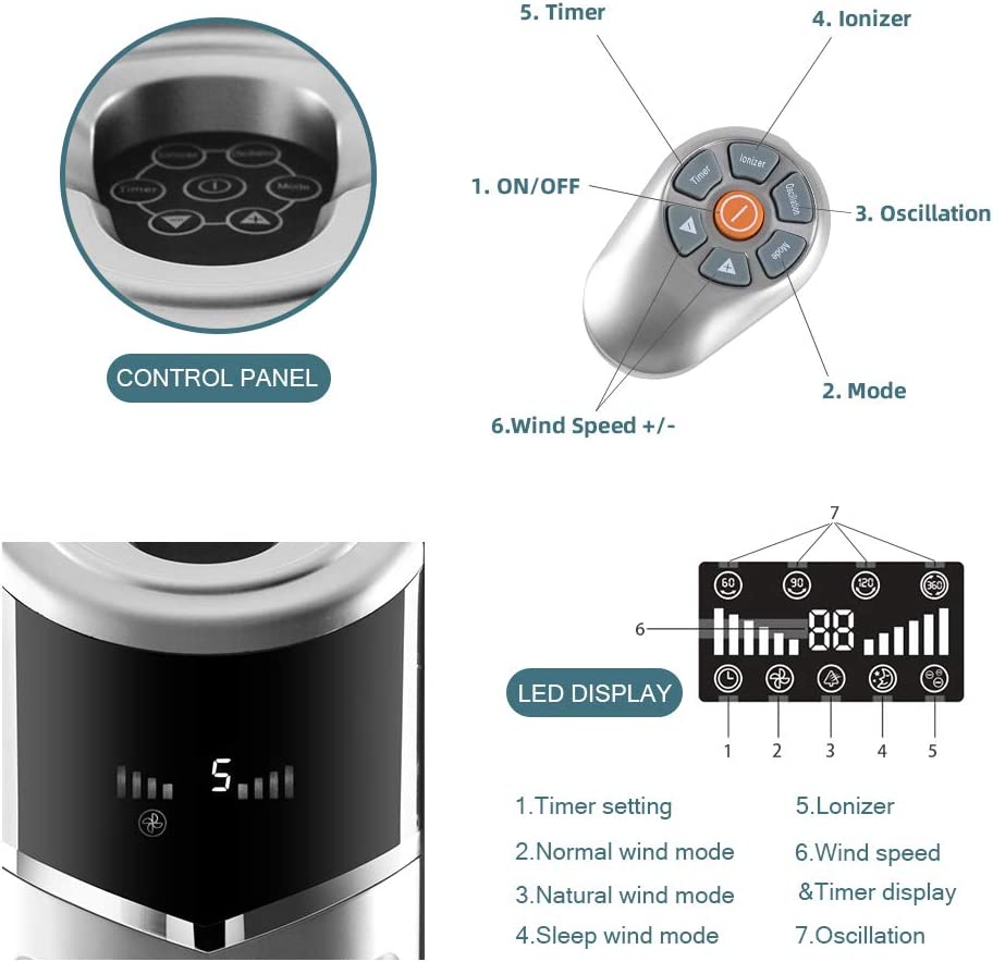 Portable Oscillating Tower Fan - Kismile