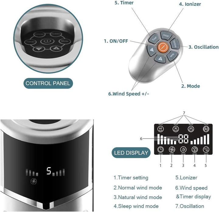 Portable Oscillating Tower Fan - Kismile