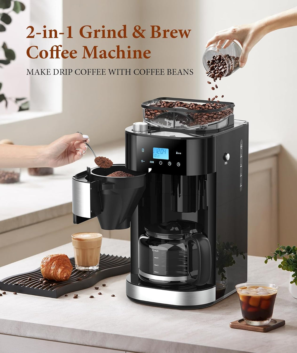 10 - Cup Drip Coffee Maker with Built - In Grinde CM1025 - Kismile