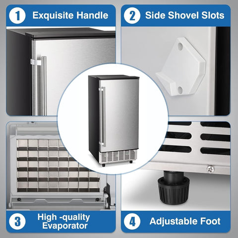 100LBS/200LBS/265LBS Freestanding Commercial Ice Maker Z5845A - Kismile