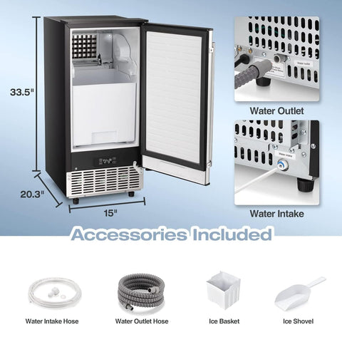 100LBS/200LBS/265LBS Freestanding Commercial Ice Maker Z5845A - Kismile