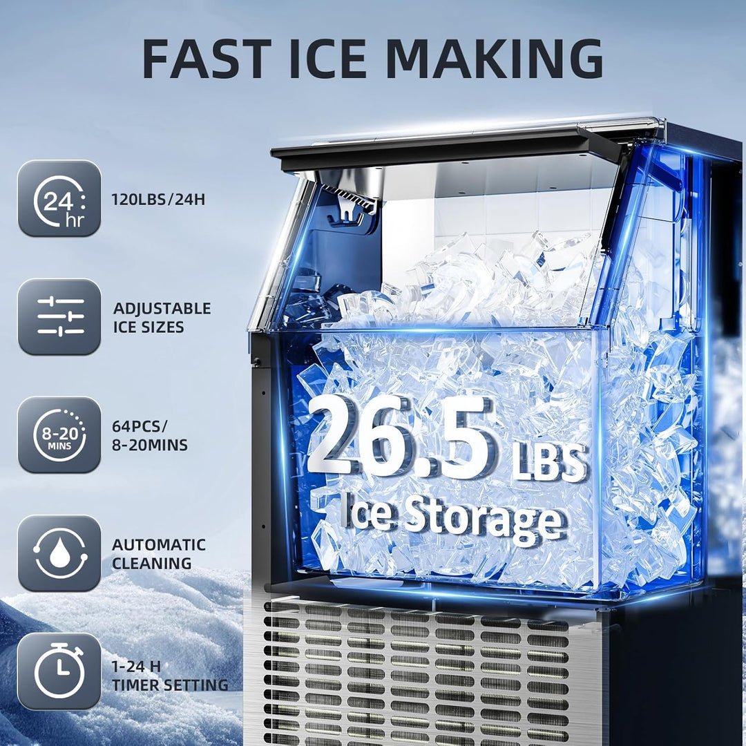 100LBS/200LBS/265LBS Freestanding Commercial Ice Maker Z5845A - Kismile