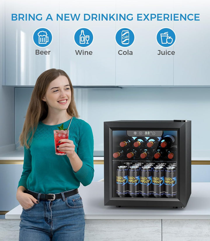 1.6 Cu.ft Mini Beverage Refrigerator and Cooler W5846H - Kismile