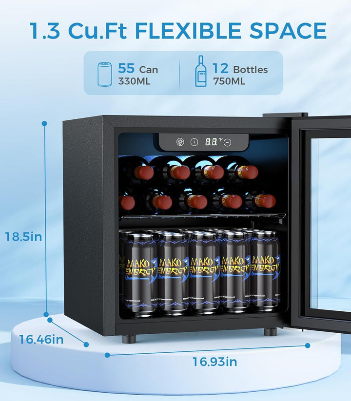 1.6 Cu.ft Mini Beverage Refrigerator and Cooler W5846H - Kismile