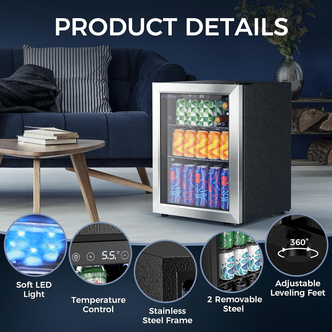 1.7 Cu Ft Beverage Refrigerator and Mini Fridge Cooler - 68 Can Capacity 58048RWC0 - Kismile