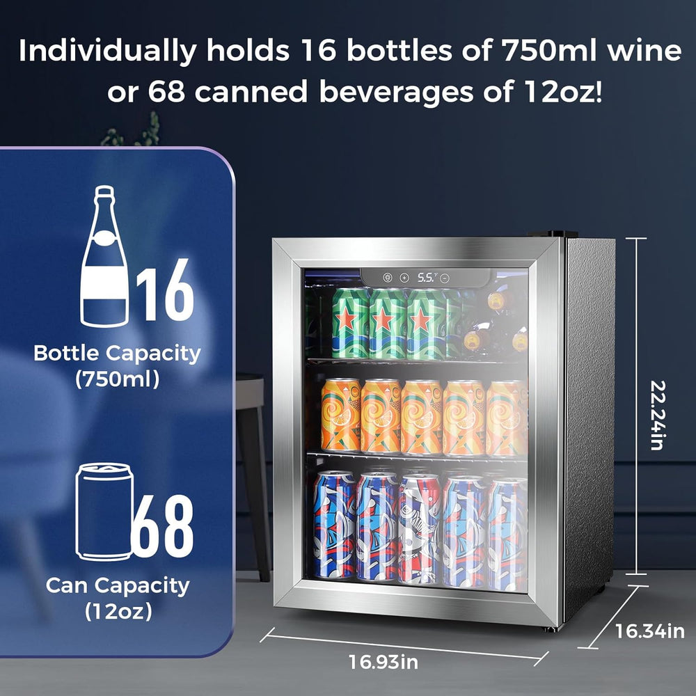 1.7 Cu Ft Beverage Refrigerator and Mini Fridge Cooler - 68 Can Capacity 58048RWC0 - Kismile
