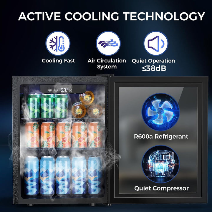 1.7 Cu Ft Beverage Refrigerator and Mini Fridge Cooler - 68 Can Capacity 58048RWC0 - Kismile