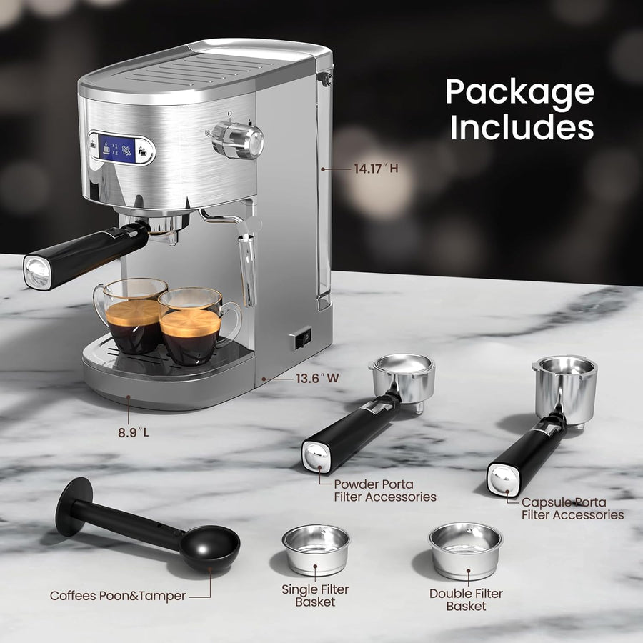Espresso Machines 20 Bar Fast Heating Automatic Cappuccino Coffee Maker ...