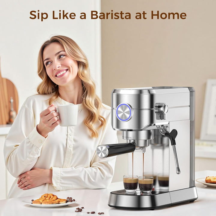 20 Bar Espresso Machine, Professional Espresso Maker with Milk Frother Steam Wand - Kismile
