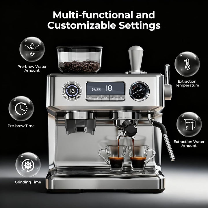 20 Bar Programmable Expresso Coffee Machine CM8023S - Kismile