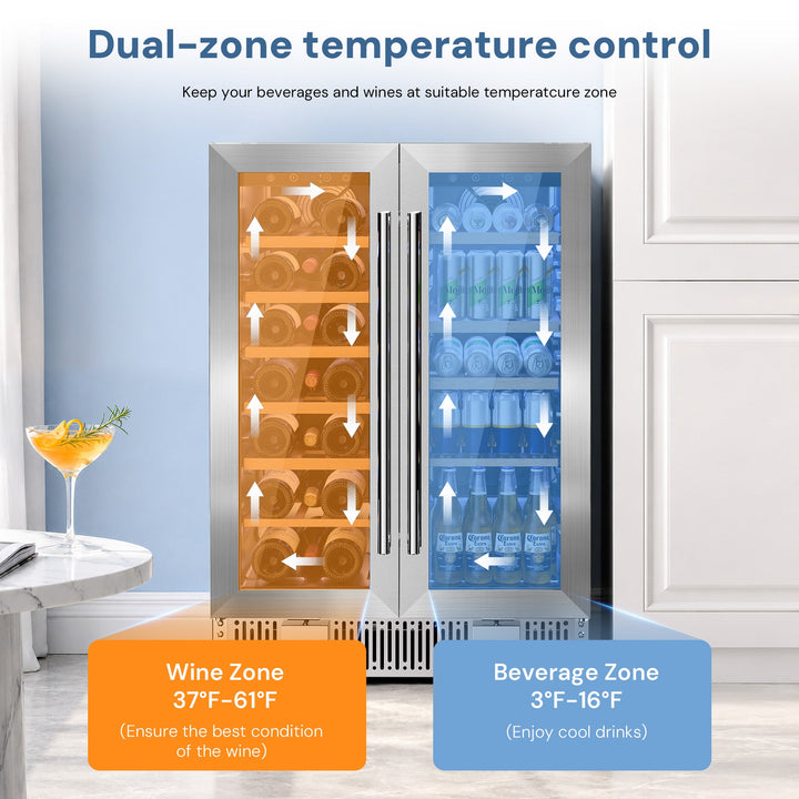 24 Inch Dual Zone Wine Fridges Cooler Beverage Refrigerator W51115 - Kismile