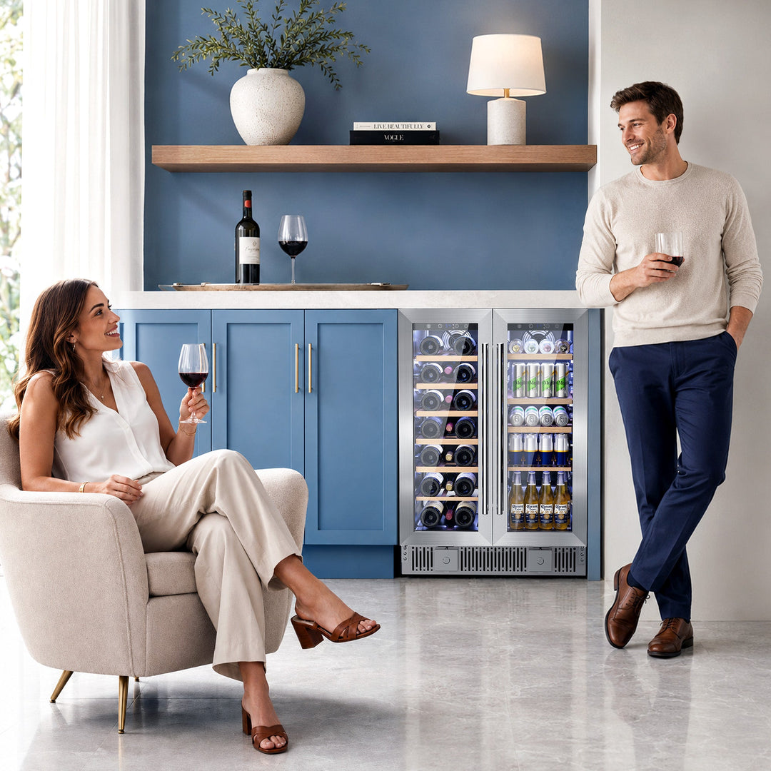 24 Inch Dual Zone Wine Fridges Cooler Beverage Refrigerator W51115 - Kismile