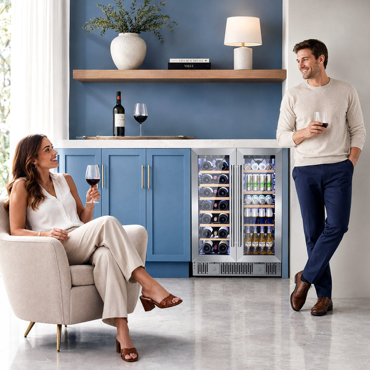 24 Inch Dual Zone Wine Fridges Cooler Beverage Refrigerator W51115 - Kismile