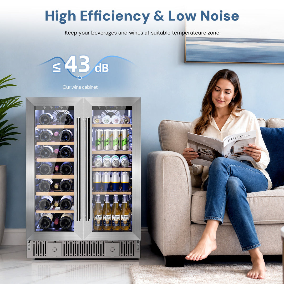 24 Inch Dual Zone Wine Fridges Cooler Beverage Refrigerator W51115 - Kismile
