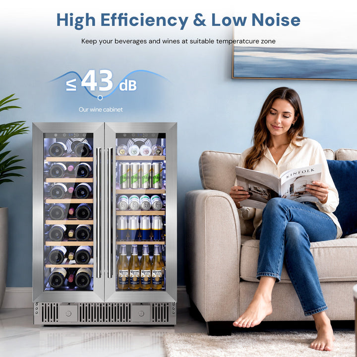 24 Inch Dual Zone Wine Fridges Cooler Beverage Refrigerator W51115 - Kismile
