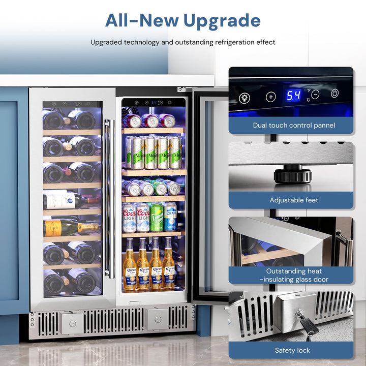 24 Inch Dual Zone Wine Fridges Cooler Beverage Refrigerator W51115 - Kismile