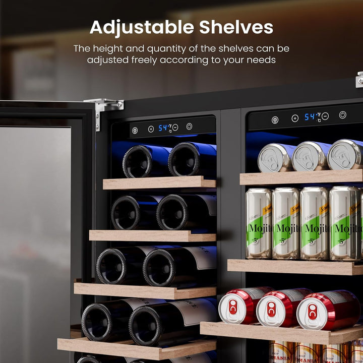 24 Inch Dual Zone Wine Fridges Cooler Beverage Refrigerator W51115 - Kismile
